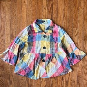 Damee Lightweight Plaid Peplum Jacket